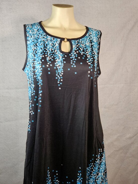 Dresses & Skirts - Womens Midi Sleeveless Tank Dress Size Large Cotton Blend Lightweight Black EUC